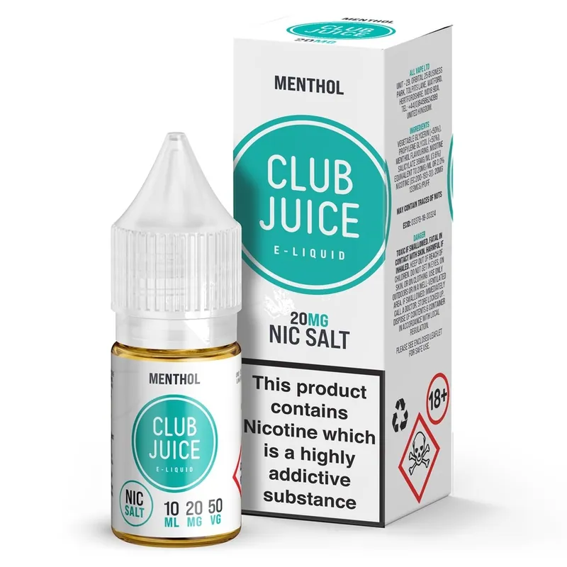 Menthol Nic Salt E-Liquid by Club Juice